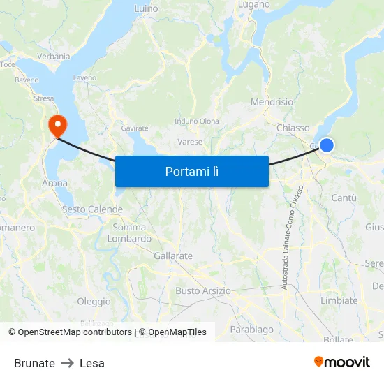 Brunate to Lesa map