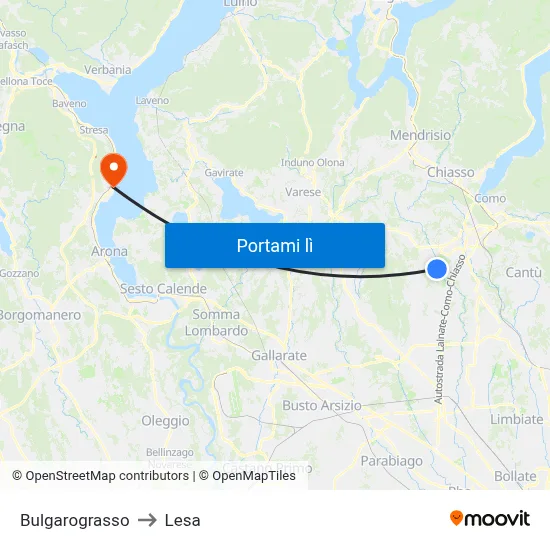 Bulgarograsso to Lesa map