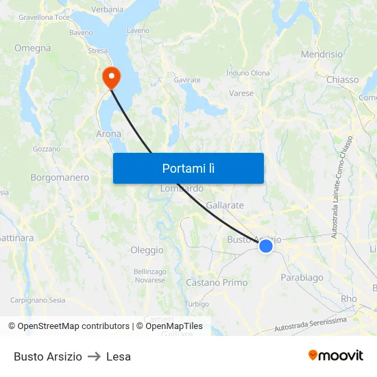 Busto Arsizio to Lesa map