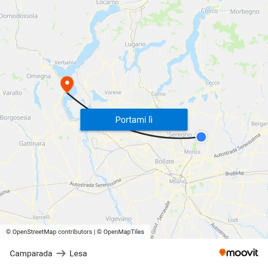 Camparada to Lesa map