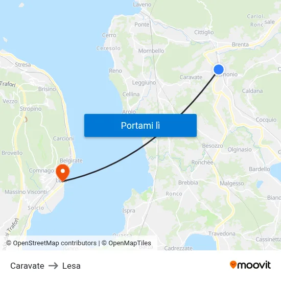 Caravate to Lesa map
