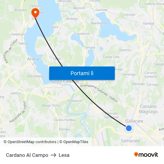 Cardano Al Campo to Lesa map