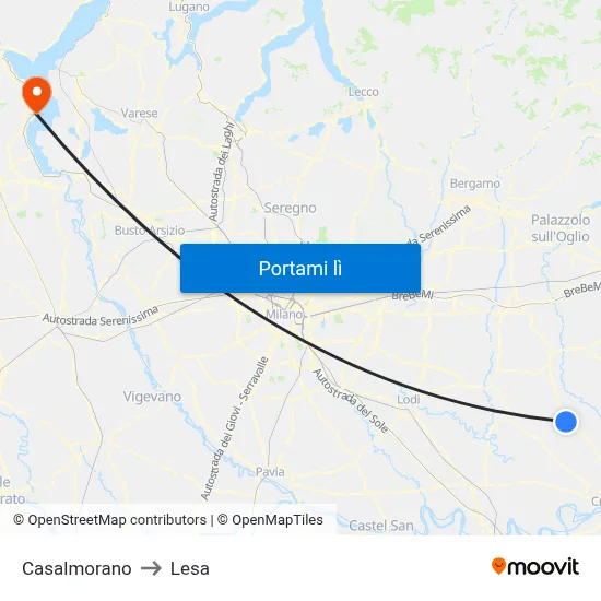 Casalmorano to Lesa map