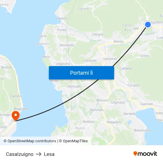 Casalzuigno to Lesa map