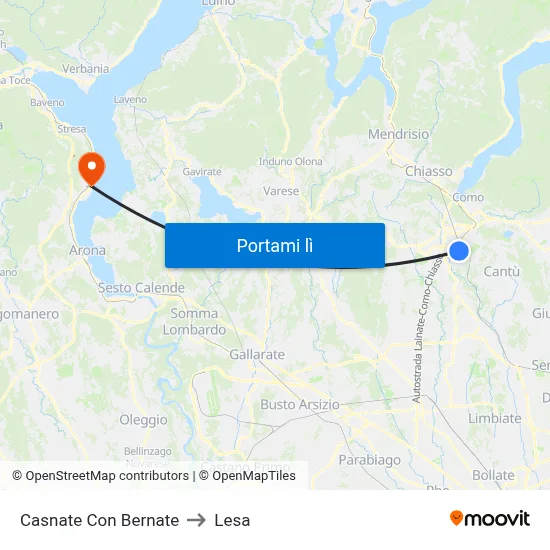Casnate Con Bernate to Lesa map