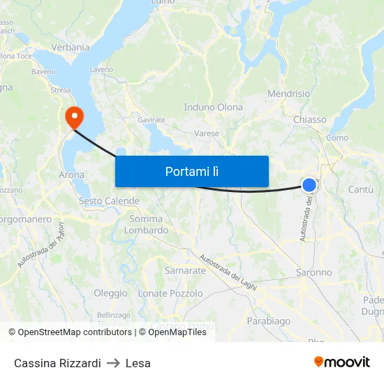 Cassina Rizzardi to Lesa map