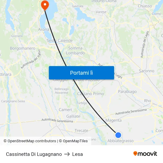 Cassinetta Di Lugagnano to Lesa map
