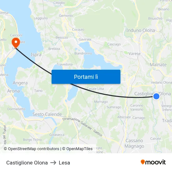 Castiglione Olona to Lesa map