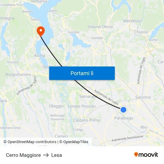 Cerro Maggiore to Lesa map