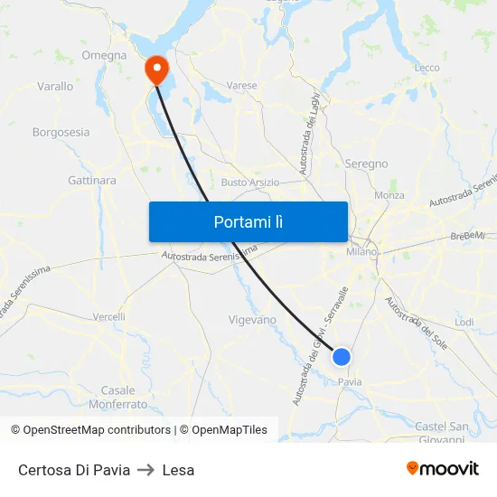 Certosa Di Pavia to Lesa map