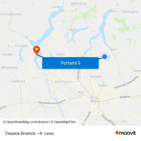 Cesana Brianza to Lesa map