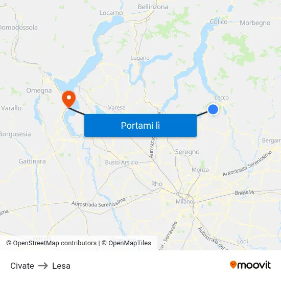 Civate to Lesa map