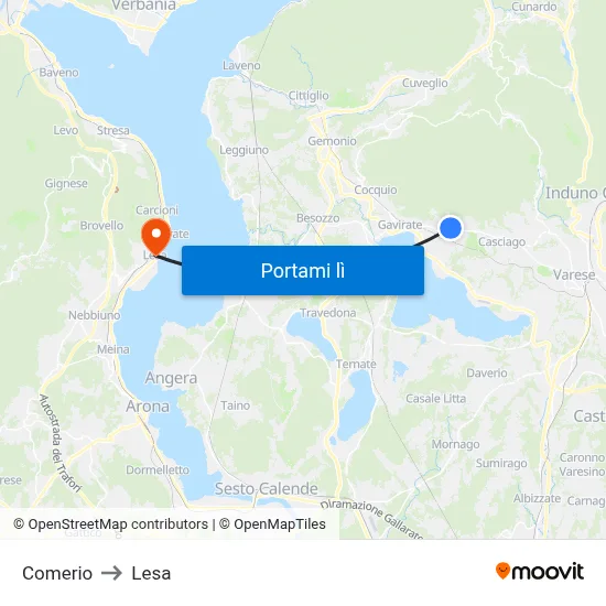Comerio to Lesa map