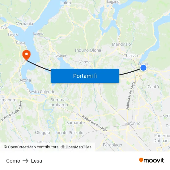 Como to Lesa map