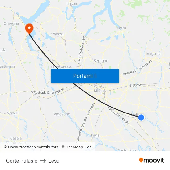 Corte Palasio to Lesa map