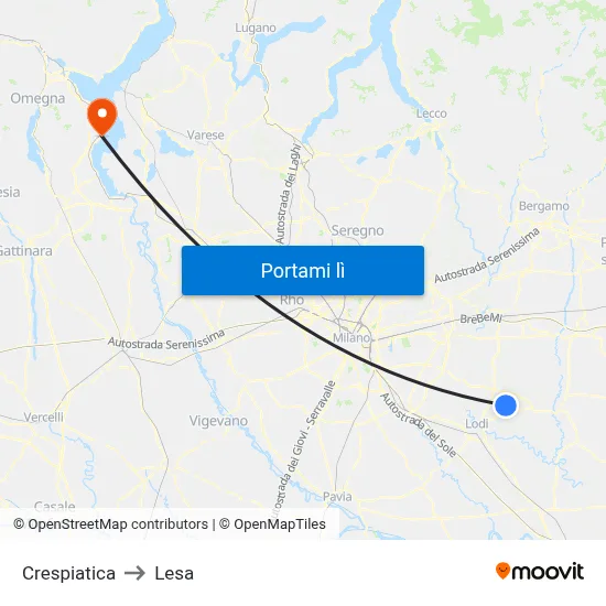 Crespiatica to Lesa map