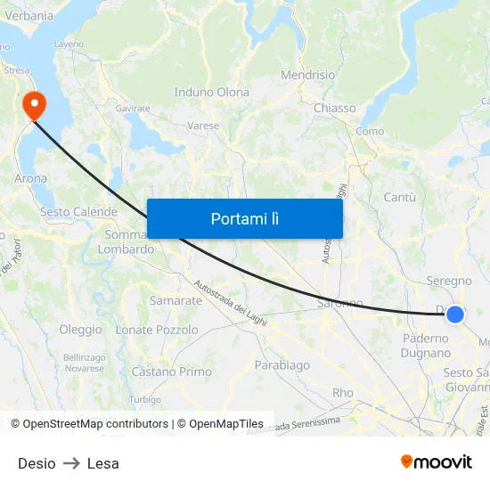 Desio to Lesa map
