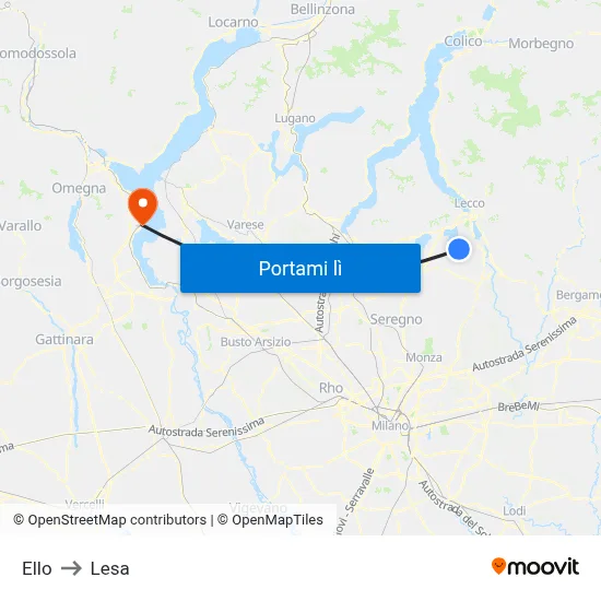 Ello to Lesa map
