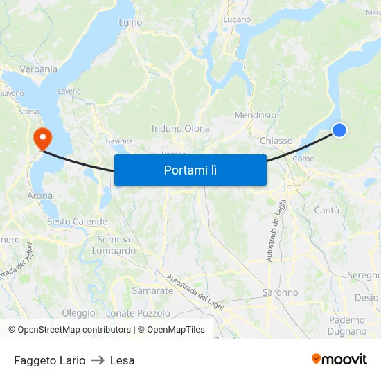 Faggeto Lario to Lesa map