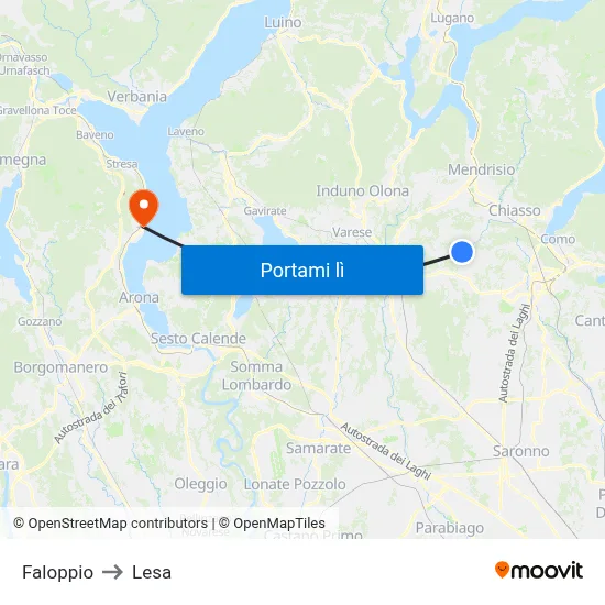 Faloppio to Lesa map