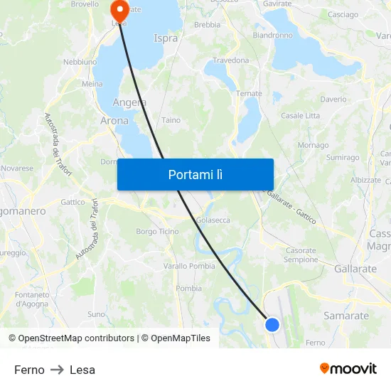 Ferno to Lesa map
