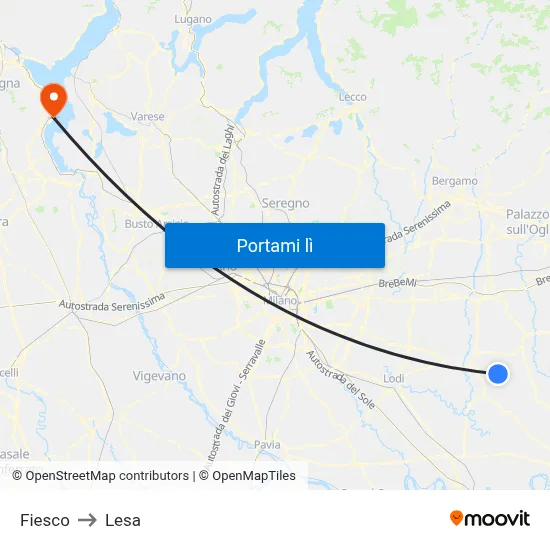 Fiesco to Lesa map