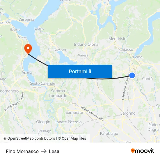 Fino Mornasco to Lesa map
