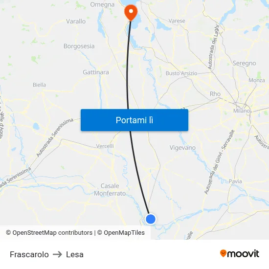 Frascarolo to Lesa map