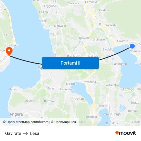 Gavirate to Lesa map