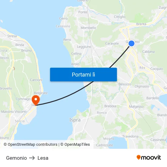 Gemonio to Lesa map