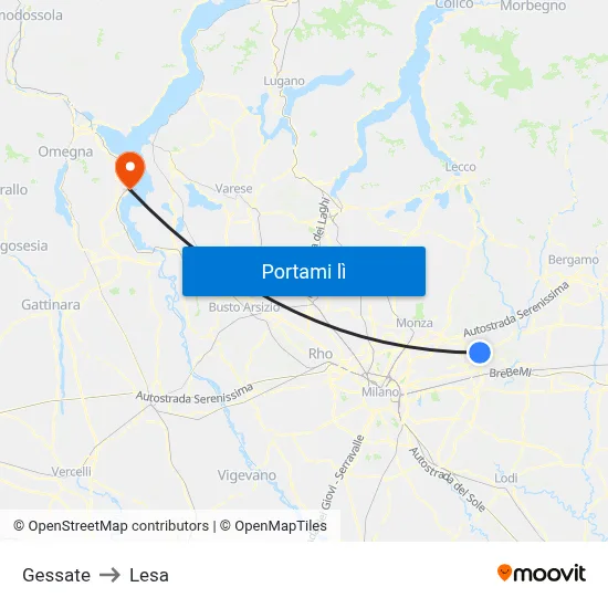 Gessate to Lesa map