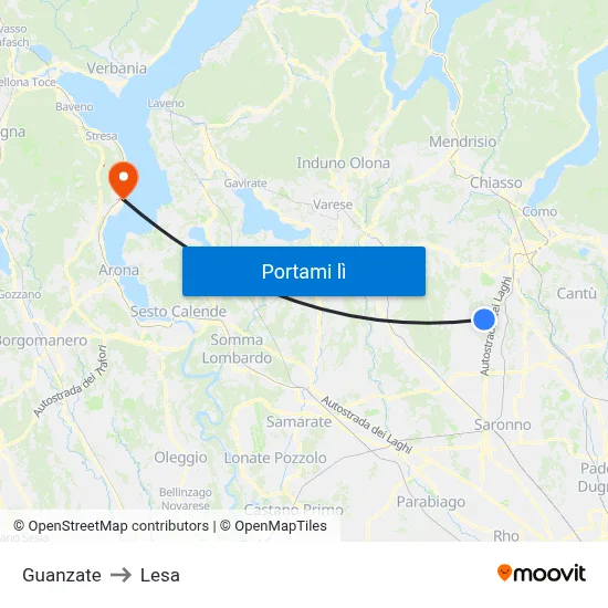 Guanzate to Lesa map