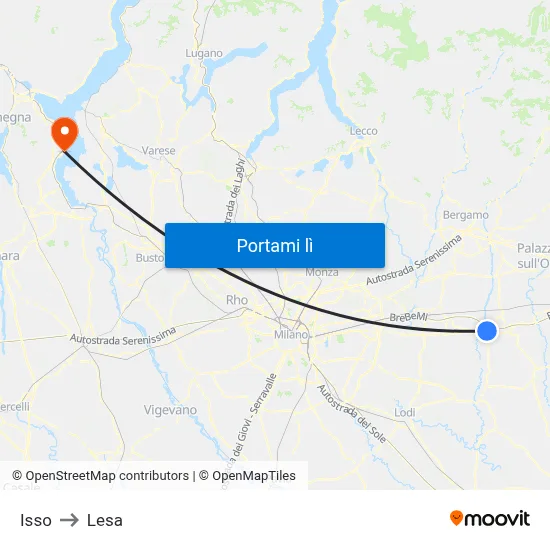 Isso to Lesa map