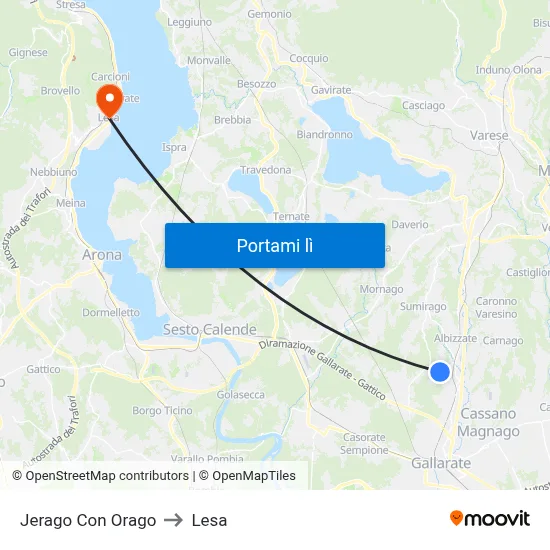 Jerago Con Orago to Lesa map