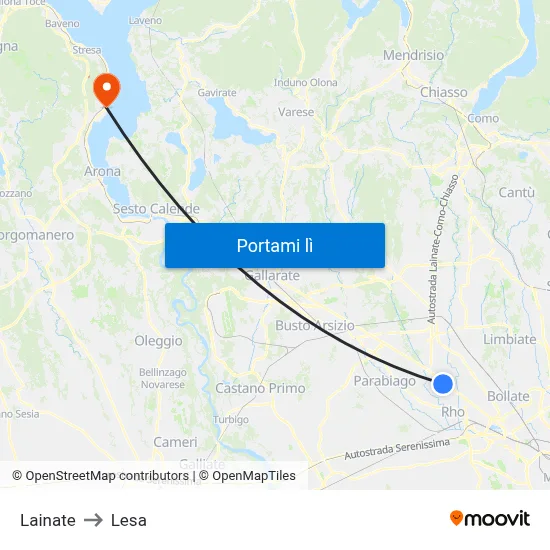 Lainate to Lesa map
