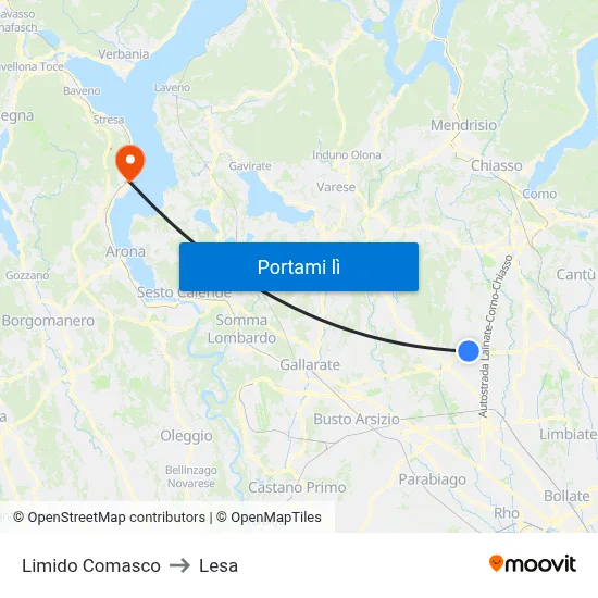 Limido Comasco to Lesa map