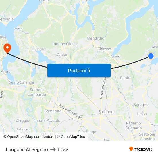 Longone Al Segrino to Lesa map