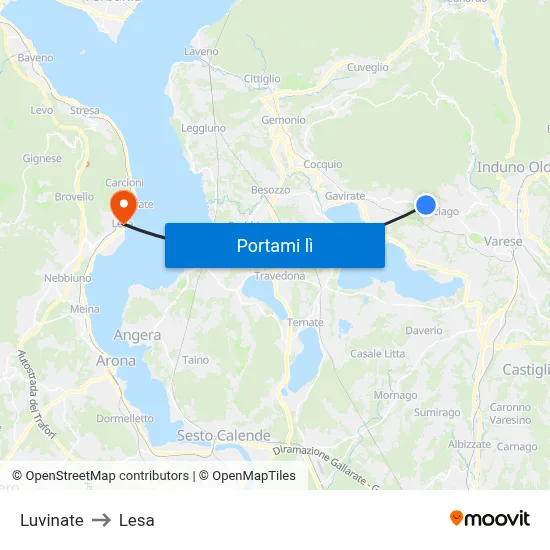 Luvinate to Lesa map