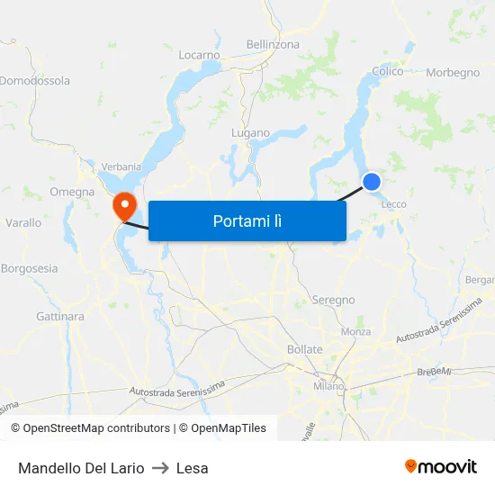 Mandello Del Lario to Lesa map