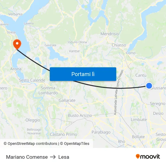 Mariano Comense to Lesa map
