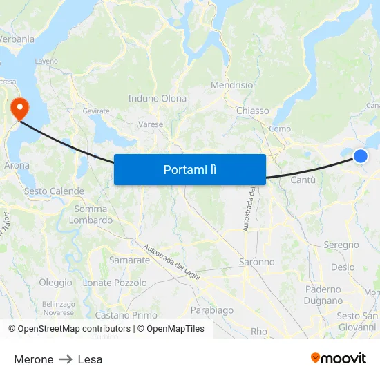 Merone to Lesa map