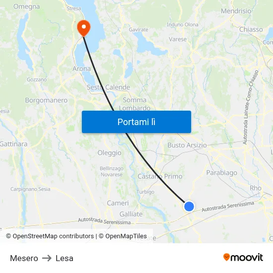 Mesero to Lesa map