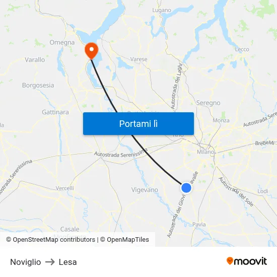 Noviglio to Lesa map