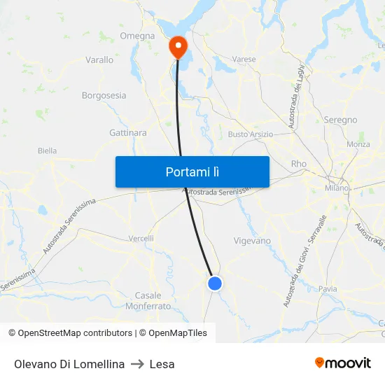 Olevano Di Lomellina to Lesa map