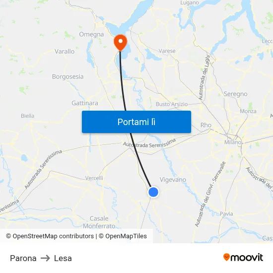 Parona to Lesa map