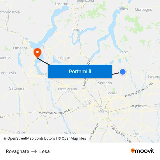 Rovagnate to Lesa map