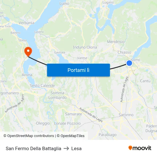 San Fermo Della Battaglia to Lesa map