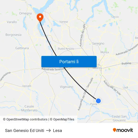 San Genesio Ed Uniti to Lesa map
