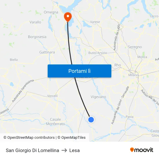 San Giorgio Di Lomellina to Lesa map