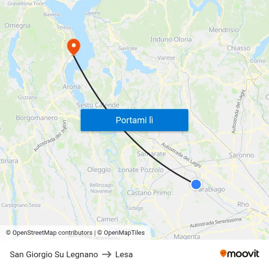 San Giorgio Su Legnano to Lesa map